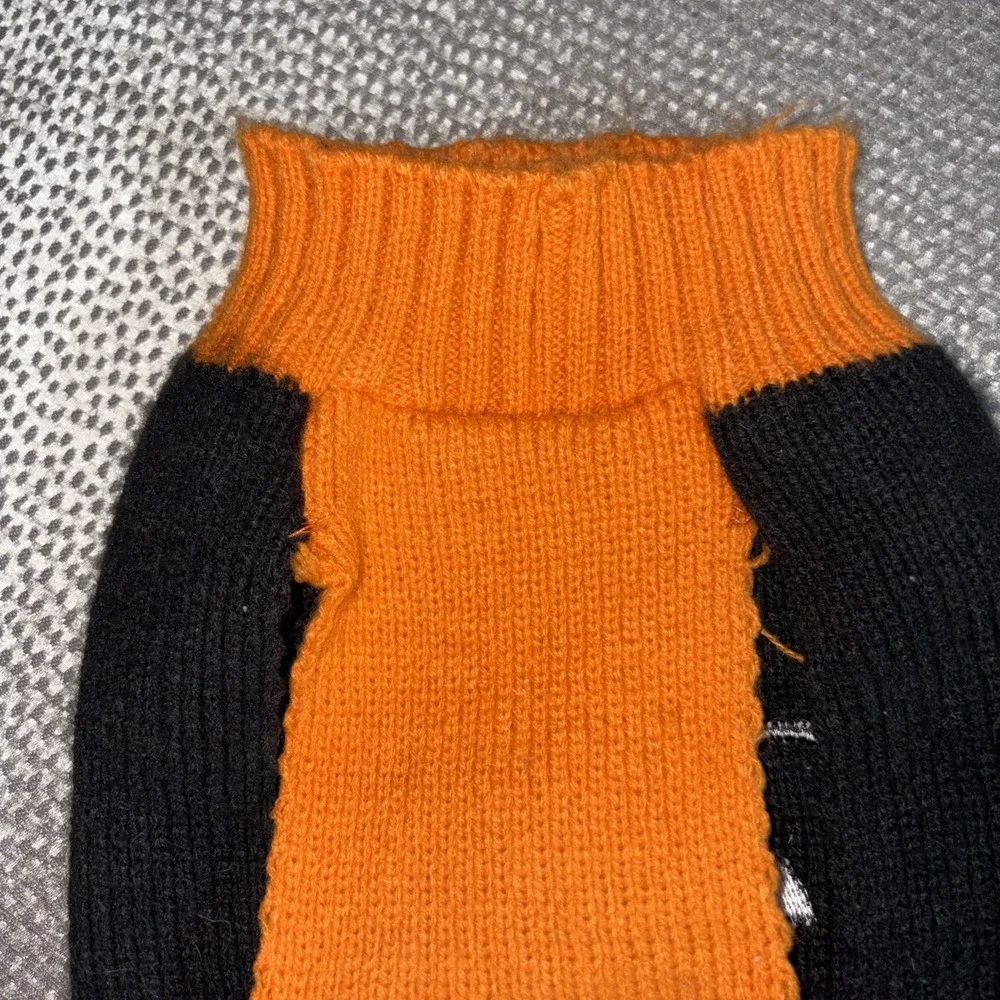 Dog Pet Pumpkin Jack o lantern Sweater‎ Black Orange Small